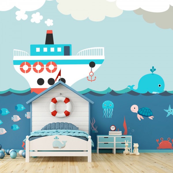 Mural infantil animales marinos