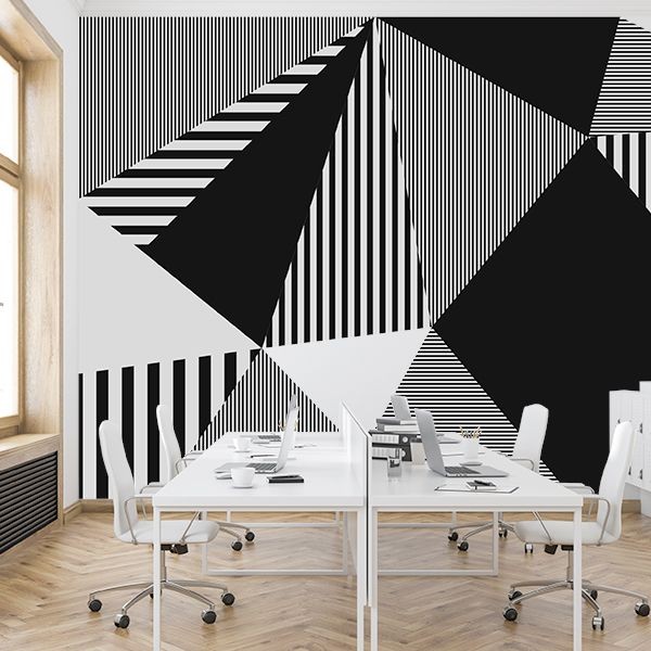 Mural triángulos blanco y negro